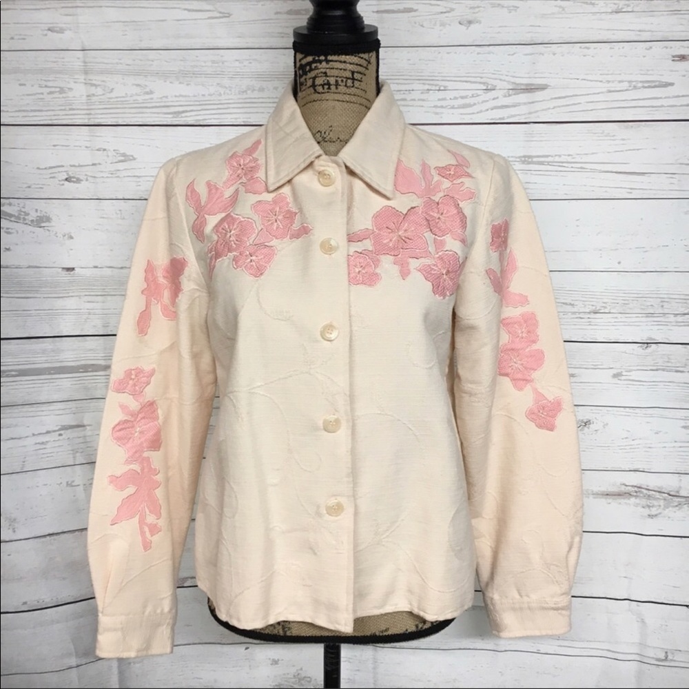 Coldwater Creek Embroidered Button Front Jacket